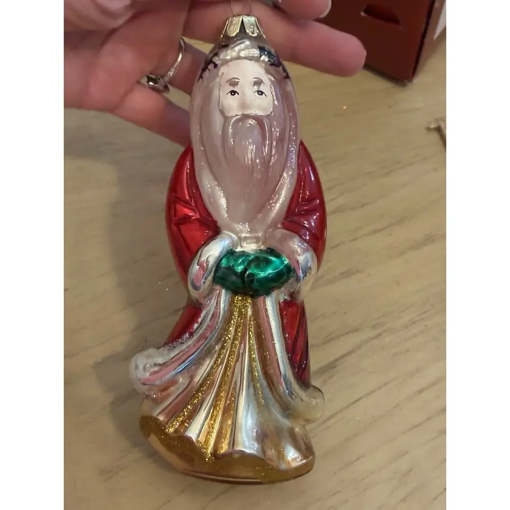 Santa's Best Mercury Glass Santa Ornament Vintage Christmas Xmas